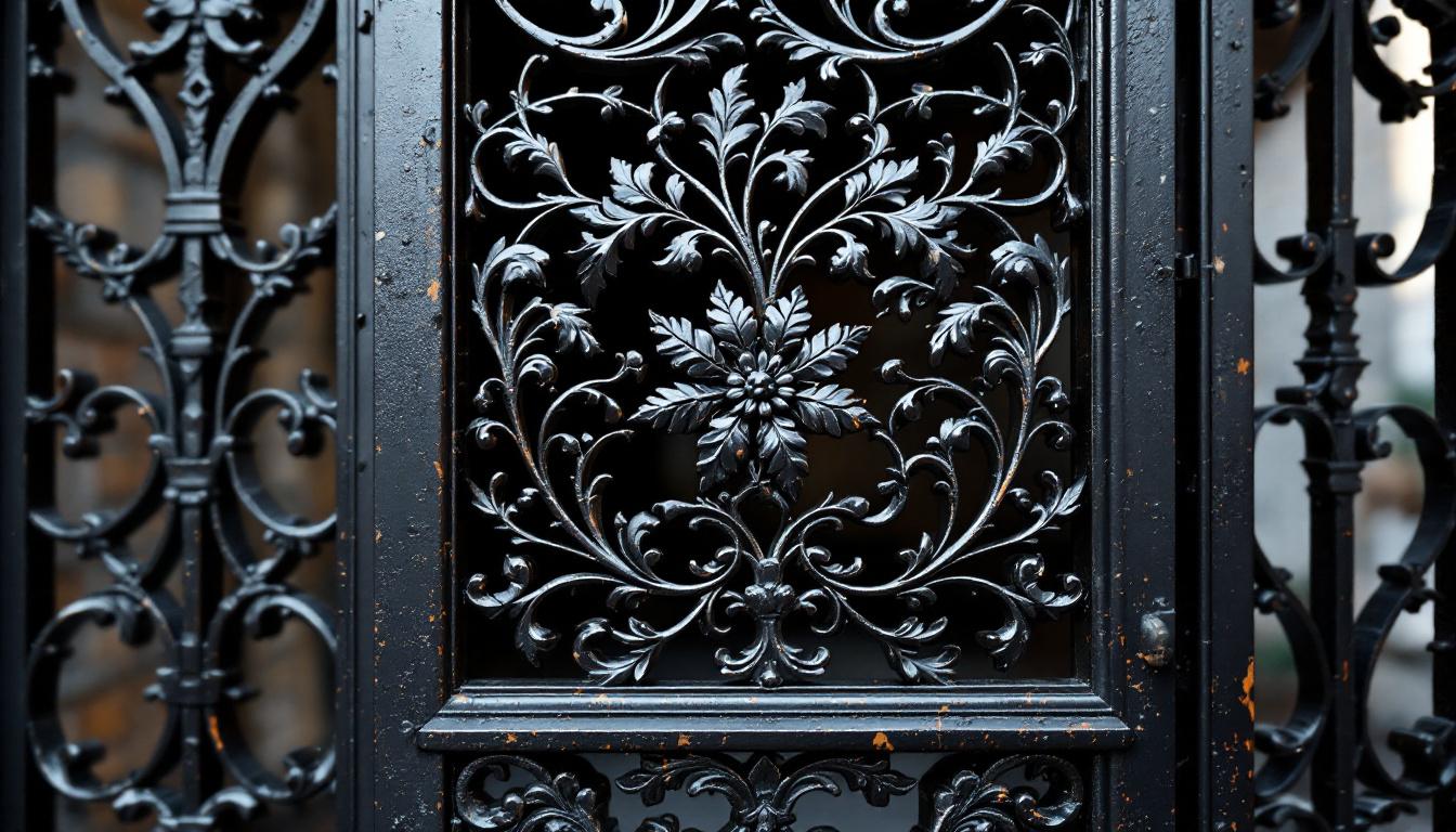 Portail fer forgé artisanal avec motifs traditionnels et finitions durables